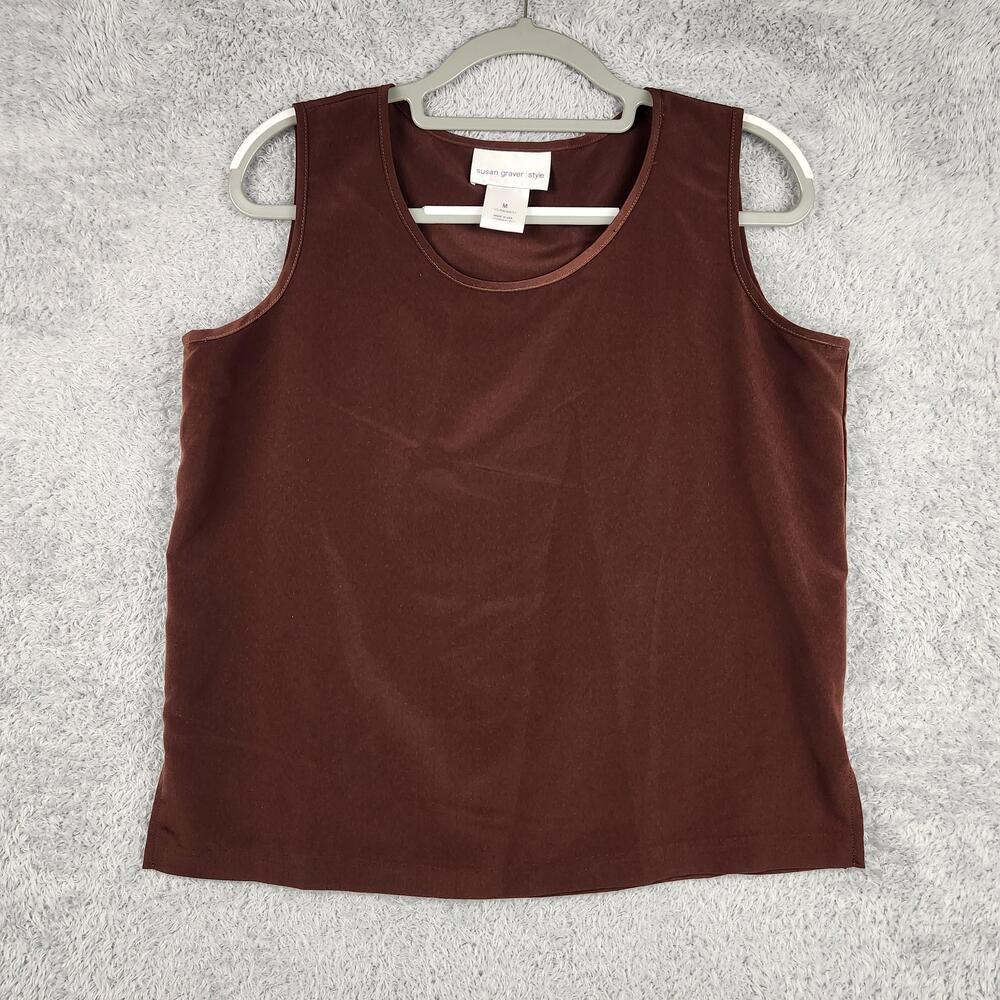 Vintage Susan Graver Tank Top Womens Medium Brown Boho Minimalist Boho USA Earth